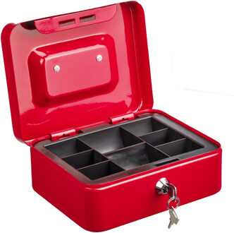 Hi Geldkist met sleutel - rood - 20 x 16 x 9 cm - Geldlades