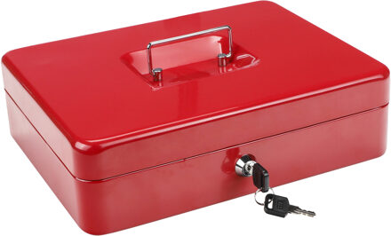 Hi Geldkist met sleutel - rood - 30 x 24 x 9 cm - Geldlades