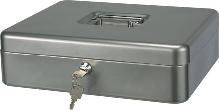 Hi Geldkist met sleutel - zilver - 30 x 24 x 9 cm - Geldlades
