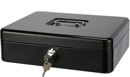 Hi Geldkist met sleutel - zwart - 30 x 24 x 9 cm - Geldlades