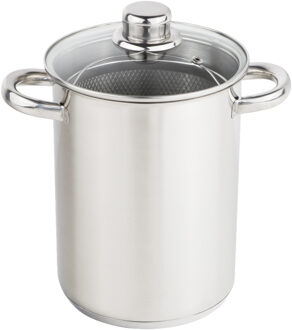 Hi Grote kooppan - glazen deksel - 21 cm - 4 liter - RVS - asperge pan - aspergepannen
