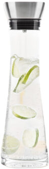 Hi Karaf/schenkkan met filter - 1 liter - glas - RVS - schenktuit - D10 x H34 cm