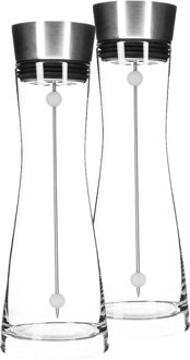 Hi Karaf/schenkkan - Set van 2x stuks - 1 liter - glas - RVS fruitspies - speciale afwasborstel