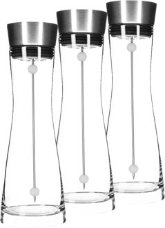 Hi Karaf/schenkkan - Set van 3x stuks - 1 liter - glas - RVS fruitspies - speciale afwasborstel