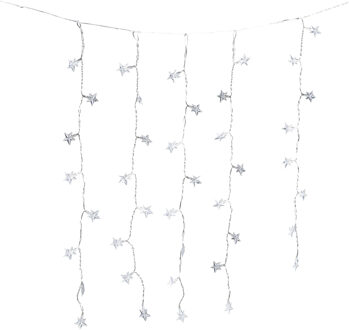 Hi Kerstverlichting lichtgordijn - 2x - 40 led sterren lampjes - warm wit - 200 cm - lichtsnoer