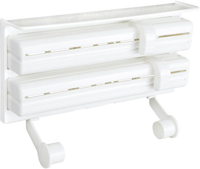 Hi Keukenrol houder/folie dispenser wand - plastic - 38 x 22 x 8 cm - keuken organizer/rollenhouder