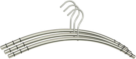Hi Kledinghangers - 3x - zilver - roestvrij staal - 45 x 17 x 1,3 cm