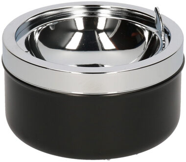 Hi Klep terras asbak - zwart - metaal - 11 cm