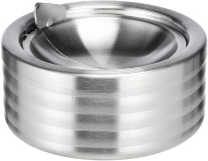 Hi Klepasbak/terrasasbak/stormasbak - zilver - RVS - 12 x 5 cm - Asbakken - Asbakken Zilverkleurig