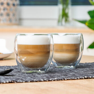 Hi Koffieglazen - 4x stuks - dubbelwandig - theeglazen - 250 ml