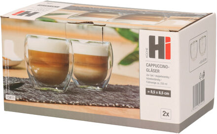 Hi Koffieglazen - 6x stuks - dubbelwandig - theeglazen - 250 ml