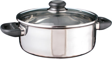 Hi Kookpan - met glazen deksel - 4 liter - D24 cm - RVS - handvaten - pannen