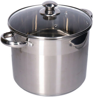 Hi Kookpan/Soeppan met deksel - RVS - 8 liter - alle warmtebronnen - D24 x H22 cm