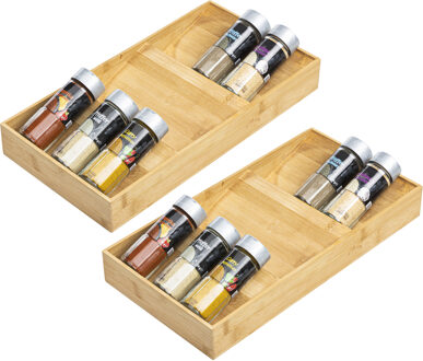 Hi Kruidenrek lade organizer 3-laags - 2x - bamboe hout - 20 x 38 x 5 cm