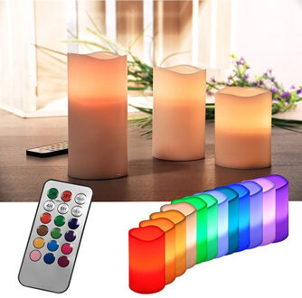 HI LED kaarsen - stompkaarsen - 2x stuks - color changing - met afstandsbediening
