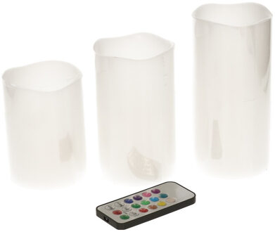 Hi LED kaarsen - stompkaarsen - 3x stuks - color changing - met afstandsbediening