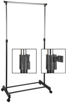 Hi mobiel kledingrek - verstelbaar - op wielen - zwart - 160 cm