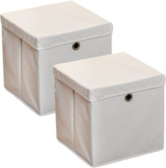 Hi Opbergmand - 2x - grijs - 30 x 30 cm - kunststof - met deksel