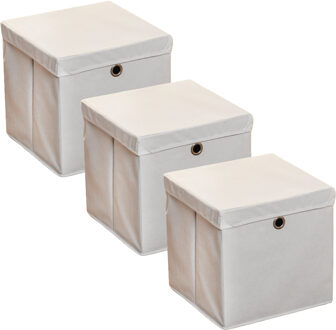 Hi Opbergmand - 3x - grijs - 30 x 30 cm - kunststof - met deksel