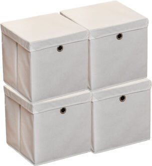 Hi Opbergmand - 4x - grijs - 30 x 30 cm - kunststof - met deksel