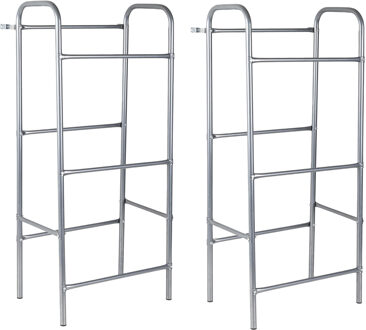 Hi Opbergrek - 2x - zilver - 50 x 34 x 114 cm - krattenrek 3 kratten