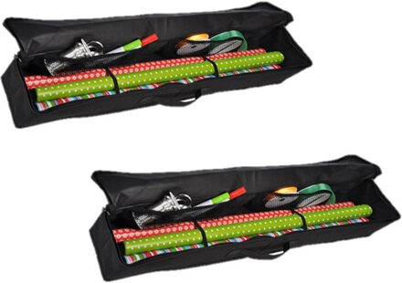 HI opbergtas voor kerst inpakpapier - Set van 2x stuks - zwart - kunststof - 76 x 13 x 8 cm - opberg