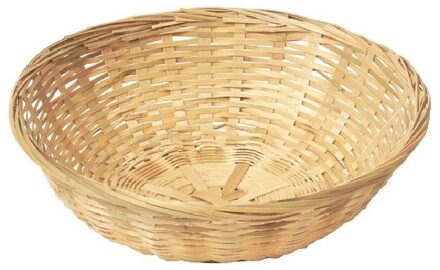 Hi Ronde rieten/bamboe fruitmand/fruitschaal 22 x 8 cm - Serveerschalen Beige