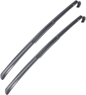 Hi Schoenlepel lang - 2x - 64 cm - kunststof - grijs - met haak