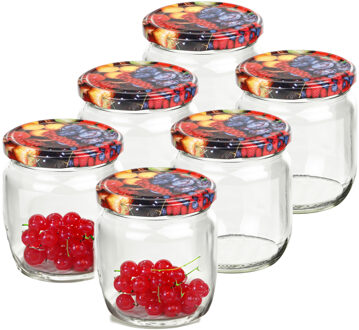 Hi Set van 12x stuks glazen weckpotten/inmaakpotten met schroefdop 425 ml