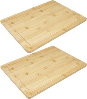 Hi Set van 2x stuks bamboe broodplank/serveerplank/snijplank rechthoek 40 x 30 cm - Serveerplanken Bruin