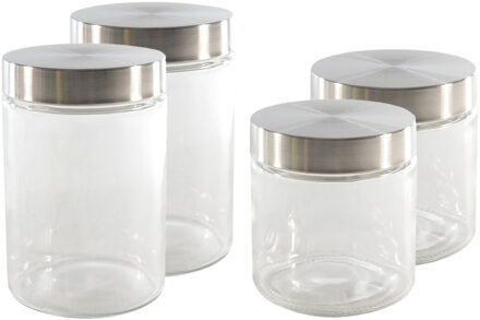Hi Set van 4x keuken voedsel opslag voorraadpotten glas in 2 formaten