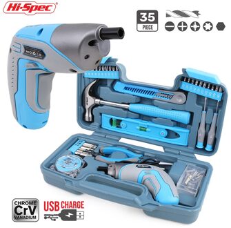 Hi-Spec 4V Usb Charge Elektrische Schroevendraaier Handgereedschap Set Rood Blauw Roze Kleur Huishoudelijke Reparatie Hand tool Kit Diy Gereedschap DT9707B 4V
