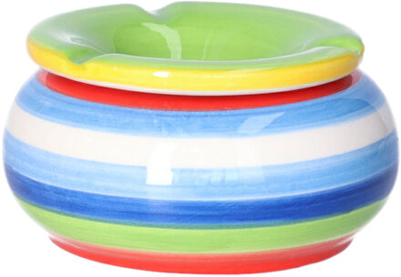 Hi Storm asbak - gekleurd - D10 cm - aardewerk - multi kleuren - rond - buiten/binnen asbakken