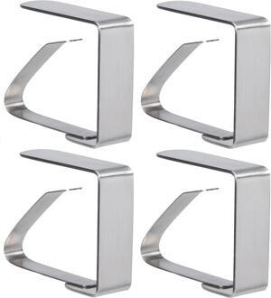 Hi Tafelkleed klemmen - 12x stuks - RVS metaal - 5 x 4 cm - zilver