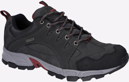 Hi-Tec Auckland Lite Lederen Heren Wandelschoenen In Grafietgrijs/Donkerrood