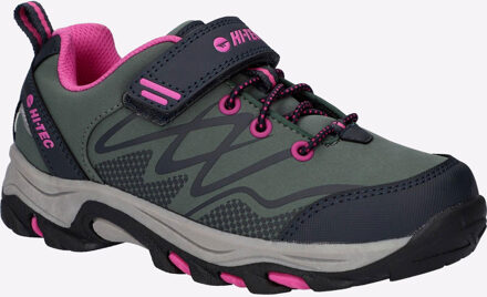 Hi-Tec Blackout Low Polyester Soft Shell Meisjes Donkere Bos/India Inkt/Roze Wandelschoenen Groen - EU 20 / UK 4