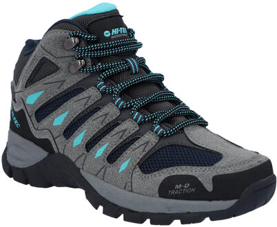 Hi-Tec Corzo Mid Pu Suede Wandelschoenen Voor Dames In Grafietgrijs/Donkerrood - maat