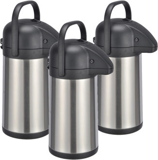 Hi Thermoskan - 3x stuks - 2,2 liter - RVS -13 x 34 cm - isoleerkan - koffiekan - theekan - warmhoud ka