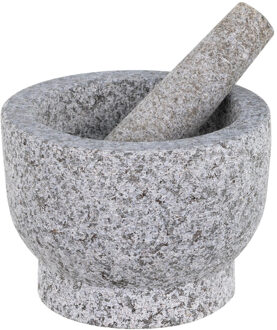 Hi Vijzel met stamper - grijs - keramiek - D15 cm - keuken artikelen - fijnhakken van kruiden