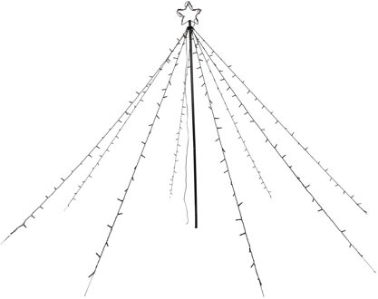 Hi Vlaggenmast verlichting - led piramide - H150 cm - 200 led lampjes - warm wit - met ster