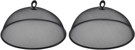 Hi Vliegenkap/voedselkap tegen insecten - 2x - RVS - Zwart- Dia 35 cm - Buiten/binnen