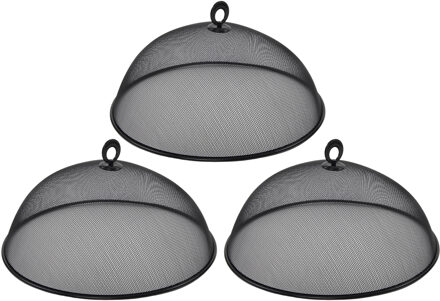Hi Vliegenkap/voedselkap tegen insecten - 3x - RVS - Zwart- Dia 35 cm - Buiten/binnen