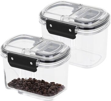 Hi Voorraad bus - 2x - transparant - 700 ml - 14 x 11 x 10 cm - met deksel - voorraadbus/bakjes