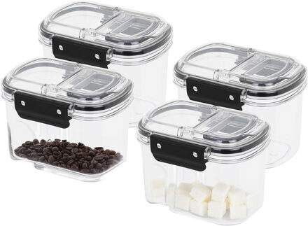Hi Voorraad bus - 4x - transparant - 700 ml - 14 x 11 x 10 cm - met deksel - voorraadbus/bakjes