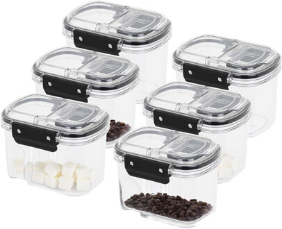 Hi Voorraad bus - 6x - transparant - 700 ml - 14 x 11 x 10 cm - met deksel - voorraadbus/bakjes