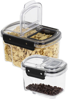 Hi Voorraad bus set van 2 - transparant - 1700 ml / 700 ml - met deksel - voorraadbus/bakjes