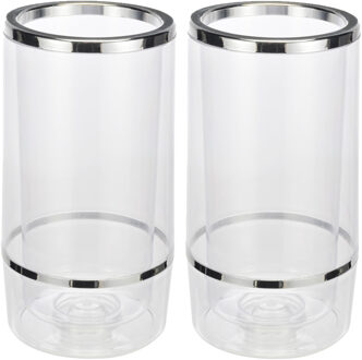 Hi Wijnkoeler transparant kunststof - Set van 2x stuks - 12 x 23 cm - Champagnekoeler - Flessenkoeler