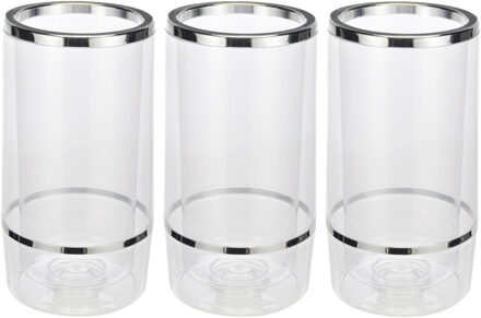 Hi Wijnkoeler transparant kunststof - Set van 3x stuks - 12 x 23 cm - Champagnekoeler - Flessenkoeler