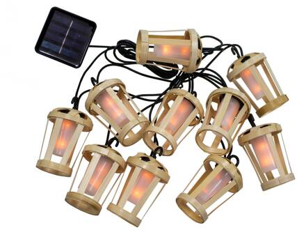 Hiama LED solar-lichtketting, 10-lamps licht hout
