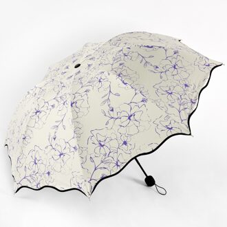 Hibiscus Schilderen Opvouwbare Paraplu Voor Vrouwen Mannen White Pocket Regenachtige Parasol Anti-Uv Waterdichte Draagbare Zwarte Coating Paraplu Paars